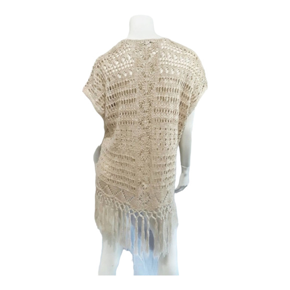 CHARMING CHARLIE Boho Vest Beach Cover Up Size M Festival Hippy Sweater Cardigan - Picture 3 of 6